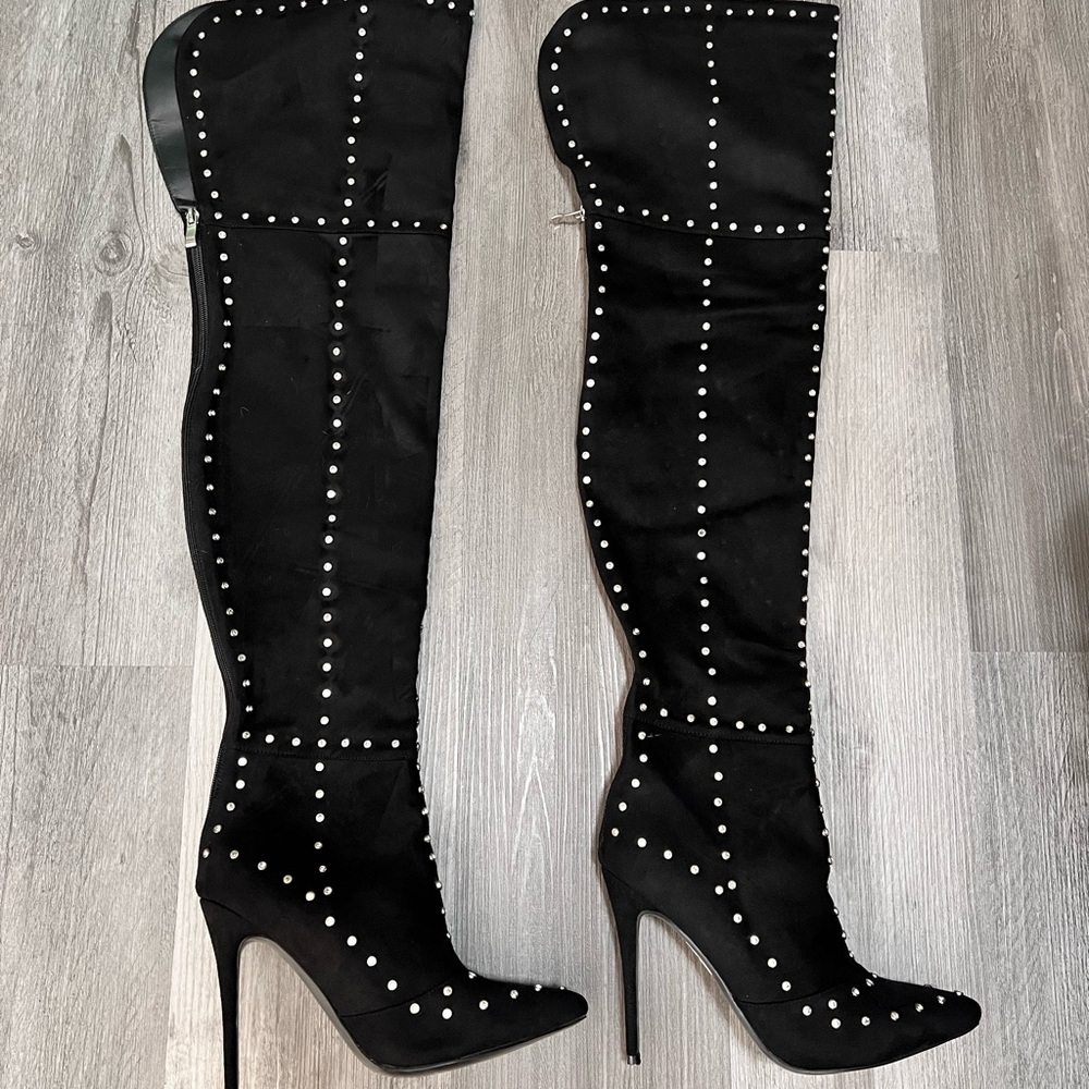 LUXETOKILL Diamond Thigh High Boots